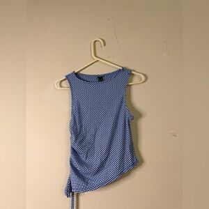 Wild Fable Blue Checkered Tie-Side Tank Top
